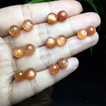 DAIIIBABYYY  -  Natural Golden Sunstone Round Beads Jewelry Charms Earrings For Women Man Healing Crystal Energy Christmas Gift 1pair